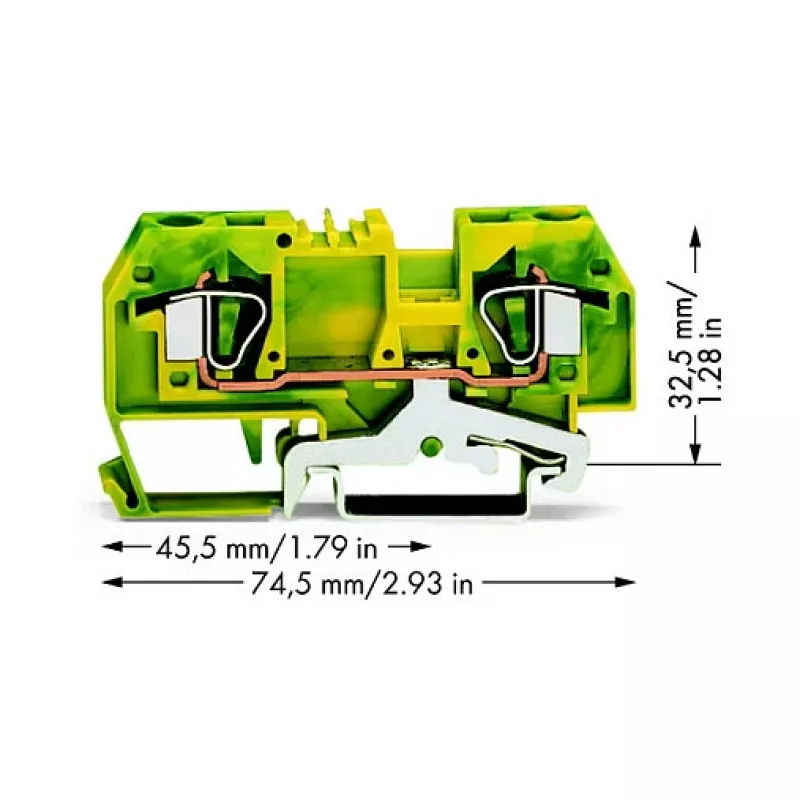 WAGO Įžeminimo gnybtų blokas Žaliai-Geltonas 0.2-6 mm² 282-907