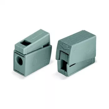 WAGO 224-101 1 laidininko 2 krypčių Push-in CAGE CLAMP gnybtų blokas, 400 V, 24 A, 0,5–2,5 mm², permatomas/pilkas