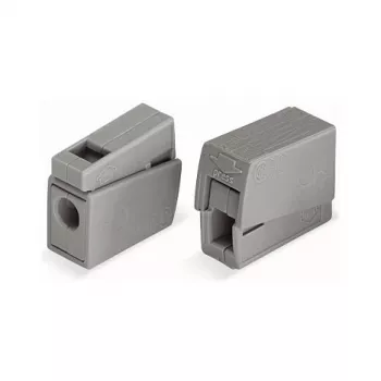 WAGO 224-101 1 laidininko 2 krypčių Push-in CAGE CLAMP gnybtų blokas, 400 V, 24 A, 0,5–2,5 mm², permatomas/pilkas