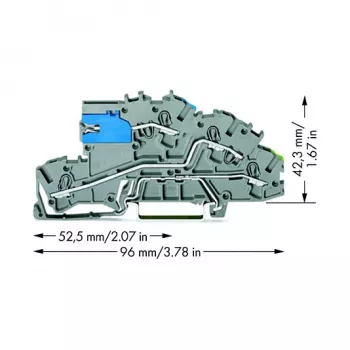 WAGO 2003-7641 TOPJOB® S 3-Conductor Through Terminal Block, 2,5 mm², 400 V, Gray