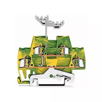 WAGO 280-517 dviejų aukštų įžeminimo gnybtų blokas, 4 laidininkų, 2,5 mm², CAGE CLAMP, žaliai geltonas