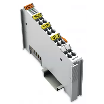 WAGO 750-517 – 2 kanalų relės išėjimo modulis su 1,5 kV izoliacija, 24 VDC, DIN bėgiui