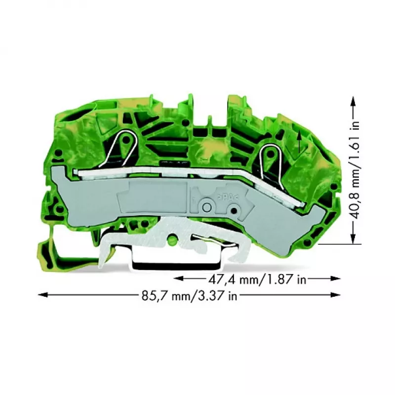 WAGO 2016-7607 2 laidininkų įžeminimo gnybtų blokas, 16 mm²
