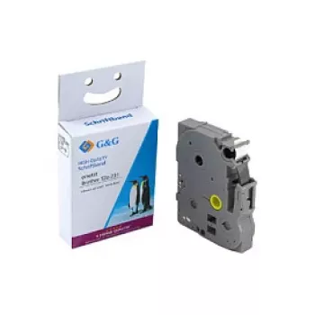 G&G Compatible Label Tape 12mm x 8m Black on White Laminated for Brother TZe-231