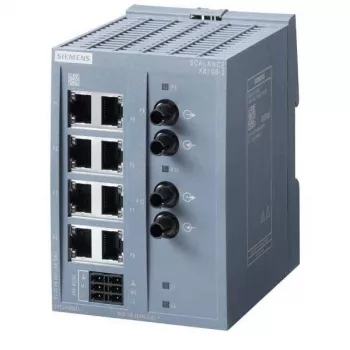 Siemens SCALANCE XB108-2 nevaldomas pramoninis Ethernet jungiklis, 8 RJ45 + 2 SC daugiamodis šviesolaidis, DIN bėgelis