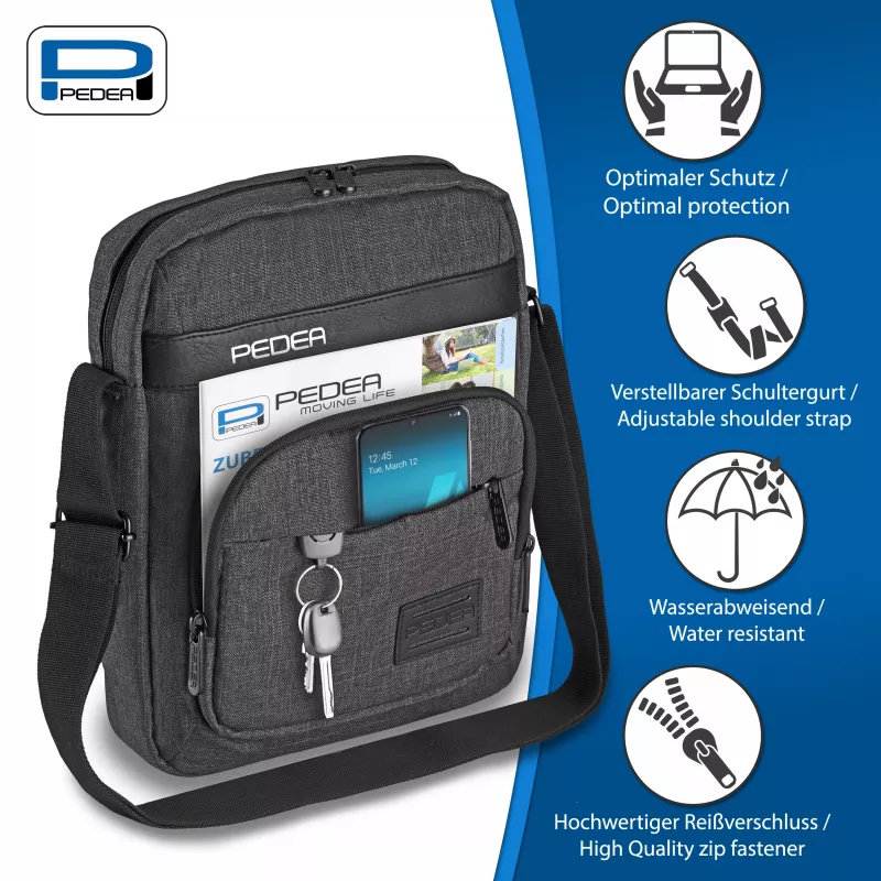PEDEA Tablet Shoulder Bag URBAN compact 25,8 cm (10,2 inch), Grey