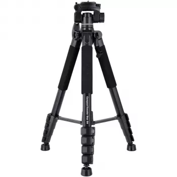 Rollei Compact Traveler Star S4 kelioninis trikojis, aliuminis, 3 krypčių galvutė, maks. aukštis 125 cm, apkrova 2 kg, juodas