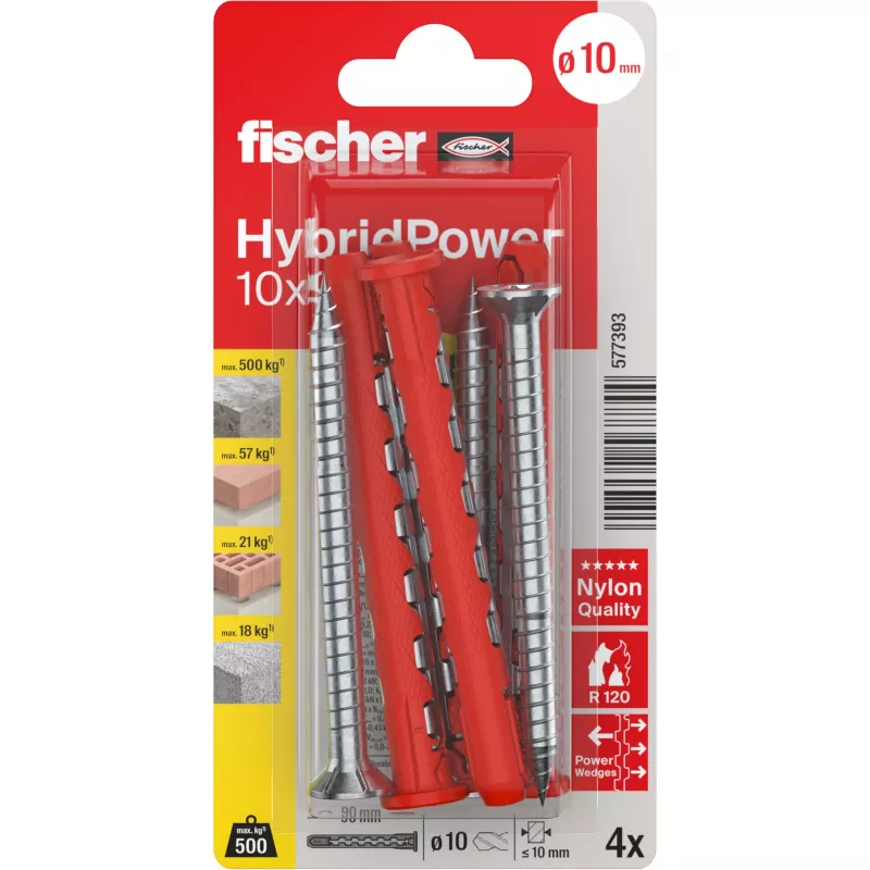 Fischer HybridPower 10x90 T K nerūdijančio plieno konstrukcinis varžtas 10x90 mm Torx T40