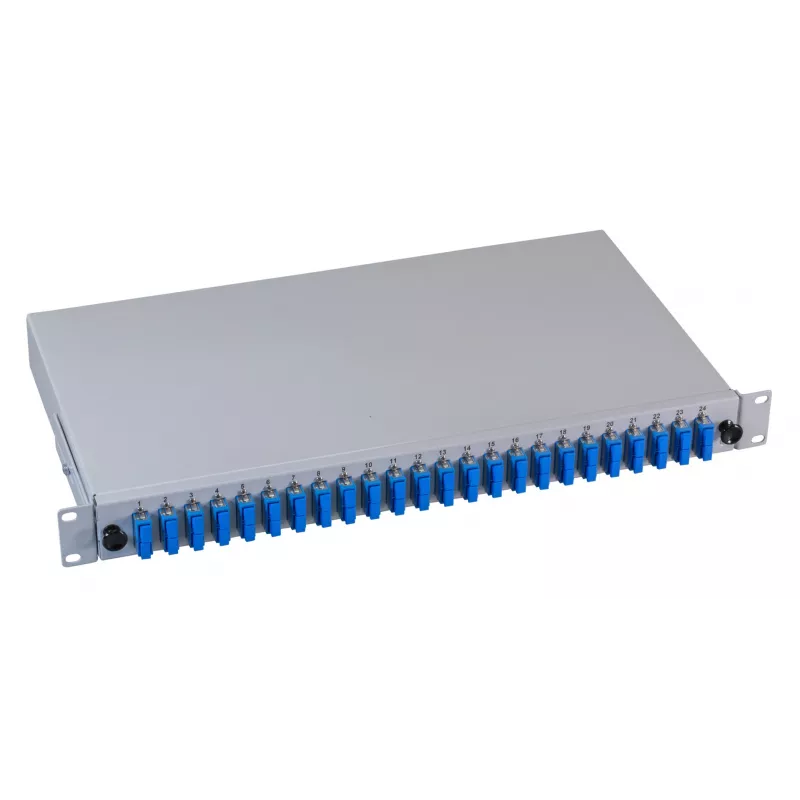EFB Elektronik B71223.48 Fiber Optic Patch Panel - SC SM X 48 - Pilka, RAL 7035 - 1U - 19 colių