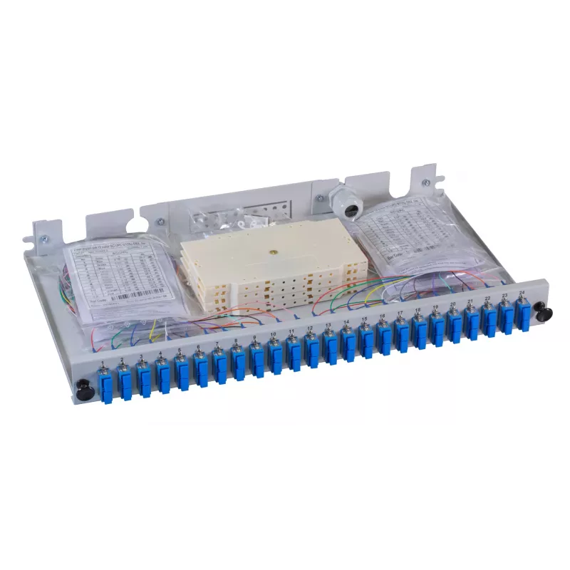 EFB Elektronik B71223.48 Fiber Optic Patch Panel - SC SM X 48 - Pilka, RAL 7035 - 1U - 19 colių