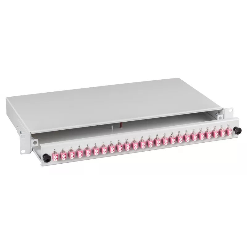 EFB-Elektronik LC OS2 Splice Box 48 Pigtails / 24 Couplings 1U 19 inch Sliding