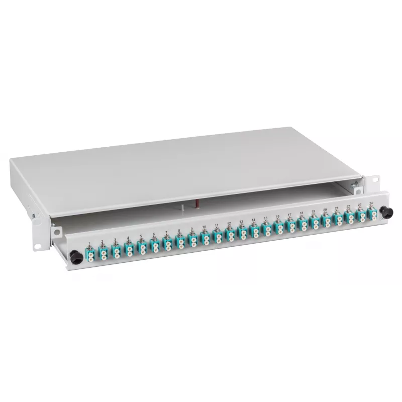 EFB-Elektronik LC OS2 Splice Box 48 Pigtails / 24 Couplings 1U 19 inch Sliding