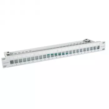 EFB Elektronik 19 colių 24 prievadų 1U paskirstymo skydelis Keystone moduliams, juodas (RAL 9005)
