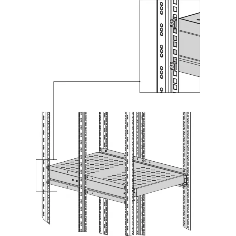 EFB Elektronik Heavy-Duty Pull-Out Shelf 6 x Side Mounting 140 kg RAL7035