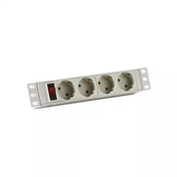 EFB-Elektronik 10 1HE Power Strip 4 x CEE 7/3 su jungikliu, aliuminio profilis, pilka