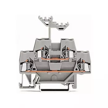 WAGO 280-519 2-jungčių Push-in CAGE CLAMP gnybtų blokas, 2,5 mm², pilkas, montavimui ant DIN bėgelio