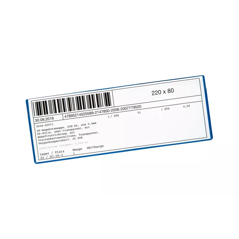 Eichner Label Pockets Blue 10 vnt. - Lipnus dokumentų laikiklis A4