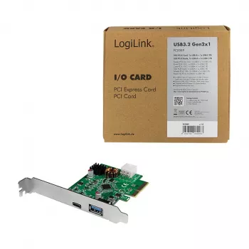 LogiLink PCI Express USB 3.2 kortelė, 5 Gbps, 2 išoriniai + 3 vidiniai USB-A prievadai