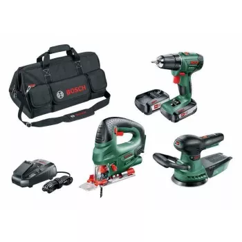 BOSCH PSR 1800 Li-2 + PST 18 Li + AdvancedOrbit 18 belaidžių elektrinių įrankių rinkinys 18 V, 2 akumuliatoriai (06039A310W)