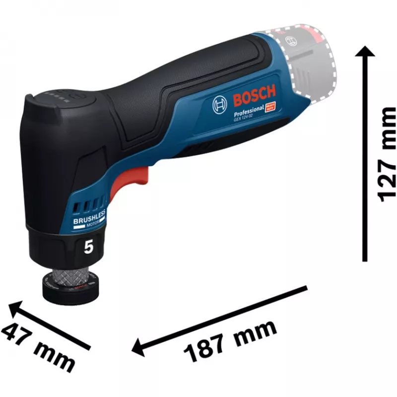 BOSCH PowerTools GEX 12V-32 belaidis atsitiktinės orbitos šlifuoklis (80 mm)
