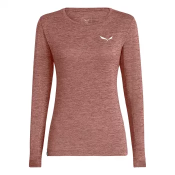 Salewa Puez Melange Dry L/S Tee Women's Long Sleeve T-Shirt - Desert Pink Melange, Size M