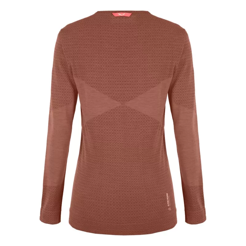 Salewa Zebru Medium Warm AMR L/S Tee Women's Thermal Base Layer - Etruscan Red, Size S