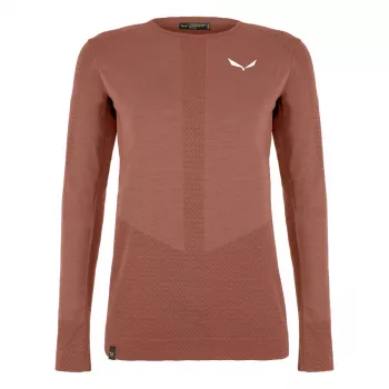Salewa Zebru Medium Warm AMR L/S Tee Women's - Etruscan Red, dydis M