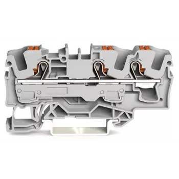 WAGO 2206-1301 3-Conductor Through Terminal Block with Push-button 6 mm² Grey