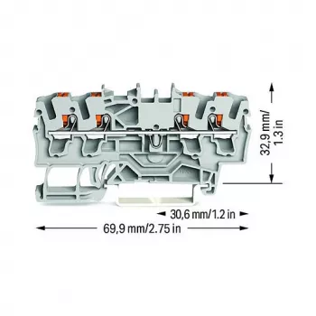 WAGO Praeinamoji gnybtų juosta 4 laidininkų Push-in 2,5 mm² pilka
