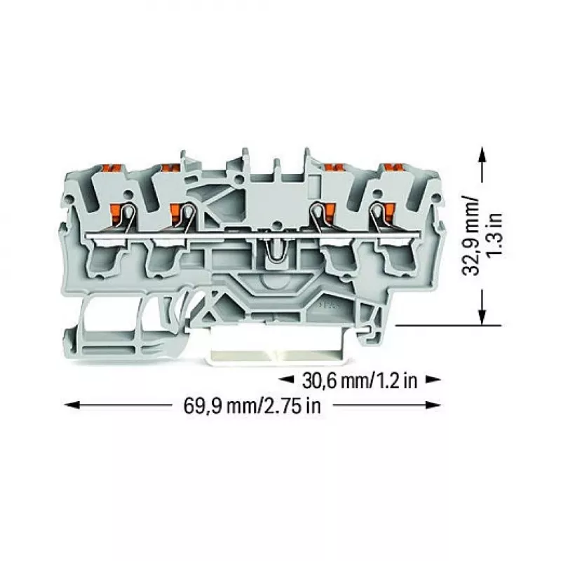 WAGO Praeinamoji gnybtų juosta 4 laidininkų Push-in 2,5 mm² pilka