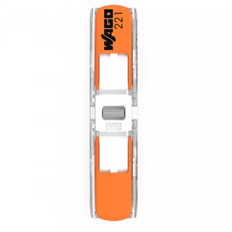 WAGO 221-2401 Inline Splicing Connector, 2-Conductor, 0.2-4 mm², 600 Pieces, Transparent/Orange