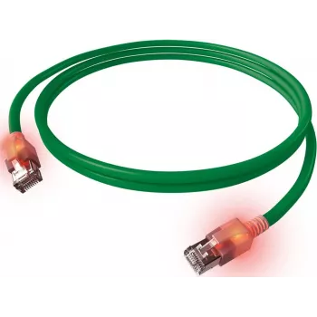 EasyLan DualBoot LED Patch Cable RJ45 S/FTP Cat.6A (Class EA) su saCon Kištuku - LSOH - Žalia - 7,5 m
