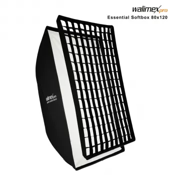 Walimex Pro Softbox Essential 80x120 cm stačiakampė softbox su Bowens laikikliu, sidabriniu vidumi, difuzoriais, nešimo krepšiu