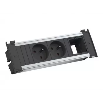 Bachmann Kapsa S - 2 m - Indoor - Type E - Black - Silver - 2 AC Outlets - 204 mm