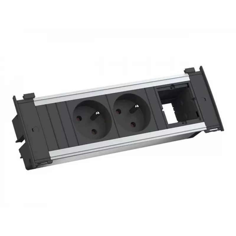 Bachmann Kapsa S - 2 m - Indoor - Type E - Black - Silver - 2 AC Outlets - 204 mm