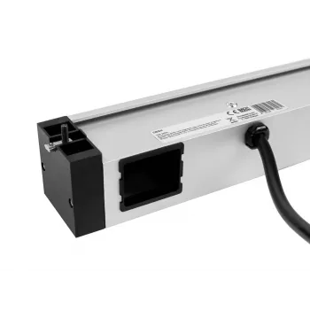 Bachmann DESK Rail maitinimo juosta su 2 Schuko lizdais ir 2 USB įkrovimo prievadais, 2 m kabeliu, sidabrinė/juoda