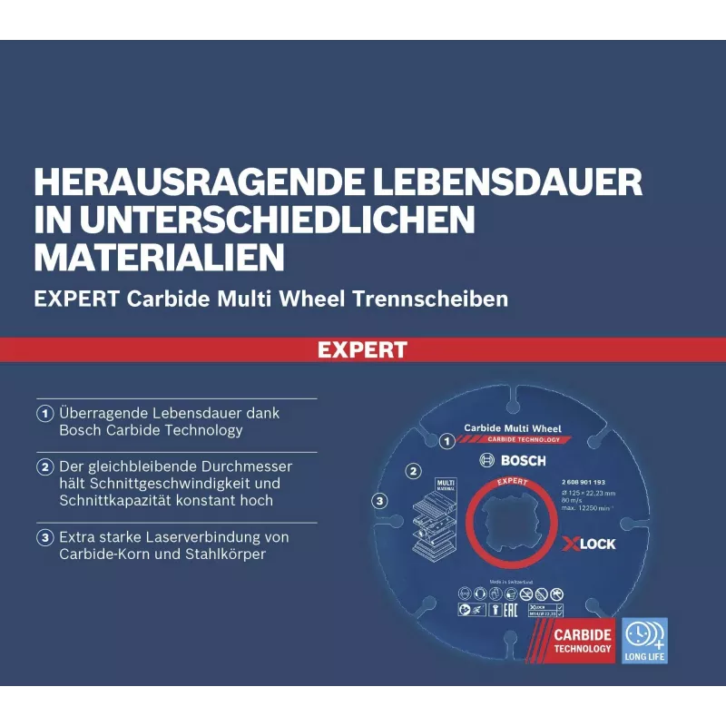 Bosch 10 pjovimo diskų EXPERT Carbide Multi Wheel 125 mm (2608901195)