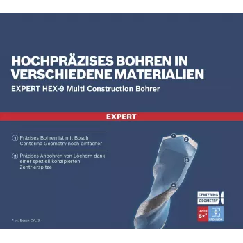BOSCH EXPERT HEX-9 Multi Construction Universalus Grąžtų Rinkinys 8 vnt. (2608901455)
