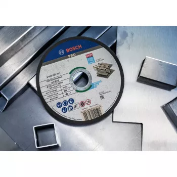 BOSCH POWERTOOLS PRO Pjovimo diskas nerūdijančiam plienui ir metalui, Ø 125 mm, 100 vnt. kibire (anga 22,23 mm, WA 60 T BF)