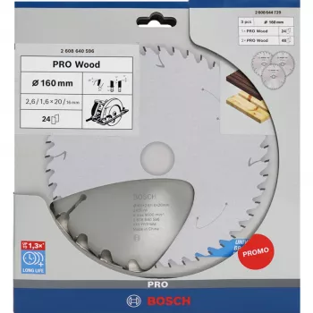 BOSCH POWERTOOLS PRO Medžio pjūklo diskas 160 mm (3 vnt. rinkinys)