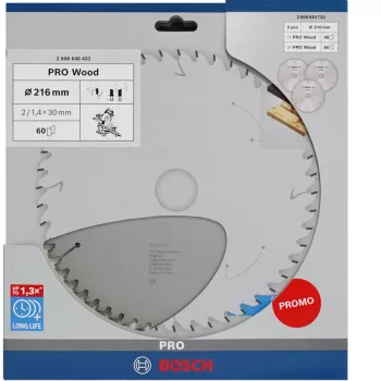 BOSCH POWERTOOLS PRO Wood Circular Saw Blade 216 mm (3 vnt. rinkinys)