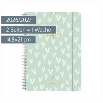 BRUNNEN Student Planner Heart 2026/2027 Mint, White, Gold, 1 Vnt (1072156097)