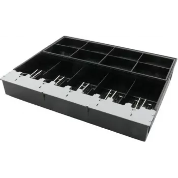 ARTDEV Cash Tray Insert, skirta AC-4280 kasos stalčiui – 8 monetų skyriai, 5 banknotų skyriai, juoda