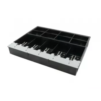 ARTDEV Cash Tray Insert, skirta AC-4280 kasos stalčiui – 8 monetų skyriai, 5 banknotų skyriai, juoda