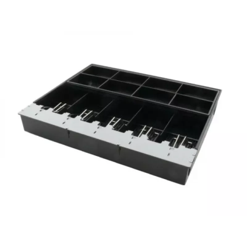ARTDEV Cash Tray Insert, skirta AC-4280 kasos stalčiui – 8 monetų skyriai, 5 banknotų skyriai, juoda