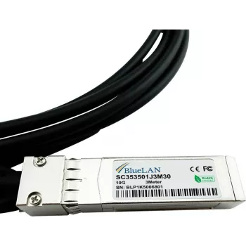 BlueLAN MCP2100-X003A-BL Suderinamas su Mellanox 10GBASE-CR Pasyvus SFP+ į SFP+ Tiesioginio Prijungimo Kabelis, 3m, AWG30