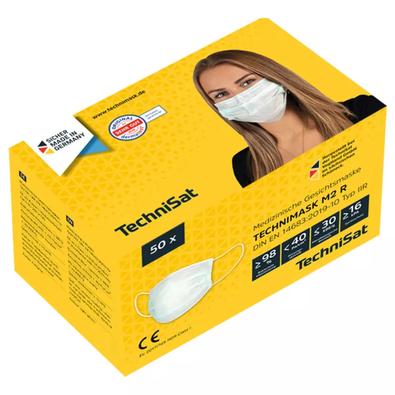 TECHNIMASK M2 R medicininė veido kaukė Type IIR, 50 vnt., mėlyna