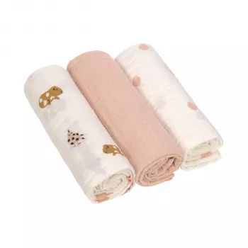 Lassig Muslin Swaddle Blanket Set of 3 85x85cm Little Mateys Spicy Orange