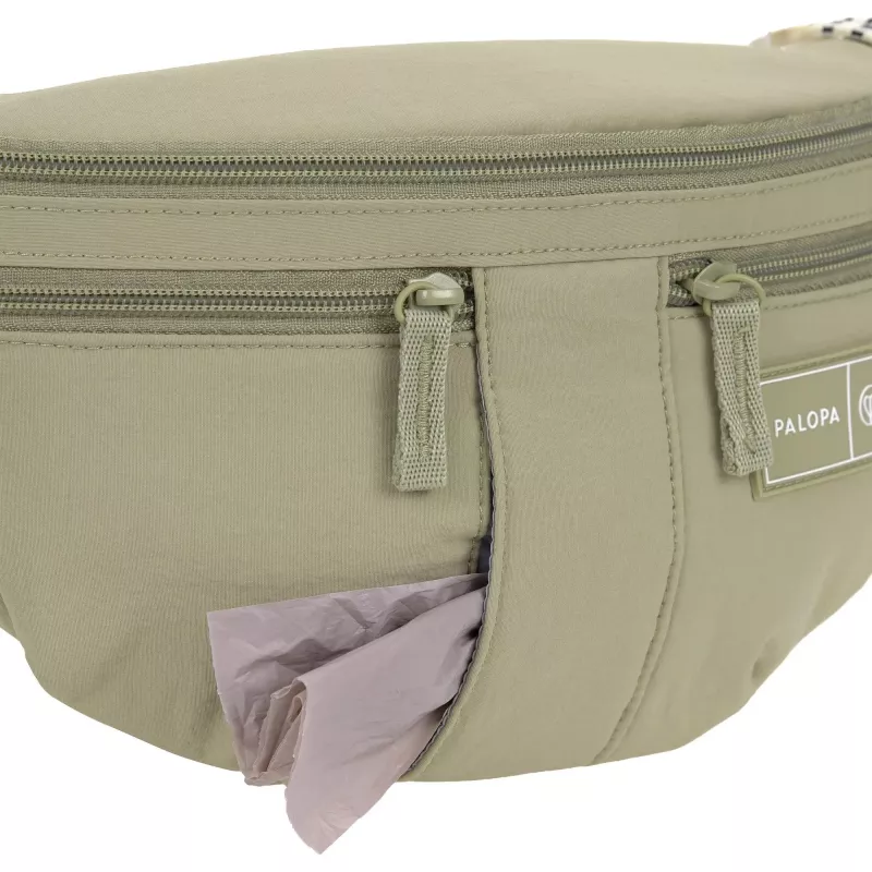 PALOPA Emma Dog Treat Bag Fanny Pack Crinkled Nylon Pale Olive