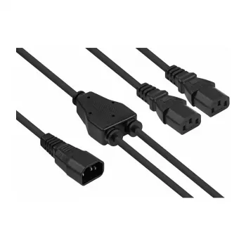 Kabelmeister Y Power Splitter Cable C14 to 2x C13, 0,2m, Black